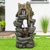 47&quot; Tall Indoor/Outdoor Water Fountain Rainforest Waterfall with LED Lights - as Pic