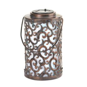 Outdoor Decor Backyard Garden Lawn Solar Garden Light - Brown - Iron Swirls