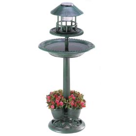 Outdoor Decor Backyard Garden Lawn Solar Garden Light - Green - Birdbath and Planter