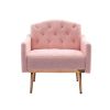 Accent Chair ,leisure single sofa with Rose Golden feet - Pink Teddy