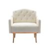 Accent Chair ,leisure single sofa with Rose Golden feet - White Teddy