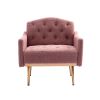 Accent Chair ,leisure single sofa with Rose Golden feet - Brush Pink Teddy