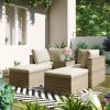 Outdoor Patio Furniture Set, 5-Piece Wicker Rattan Sectional Sofa Set - Beige