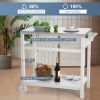 Outdoor Prep Cart Dining Table for Pizza Oven;  Patio Grilling Backyard BBQ Grill Cart - White