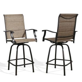 Outdoor Swivel Bar Stools Patio Sling Bar Chairs Padded with Quick Dry Foam, Set of 2 - Set of 2