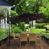 10 ft Outdoor Patio Umbrella Solar Powered LED Lighted Sun Shade Market Waterproof 8 Ribs Umbrella with Crank and Cross Base