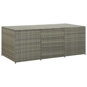 vidaXL Patio Storage Box Poly Rattan 70.9"x35.4"x29.5" Gray - Grey