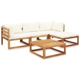 vidaXL 5 Piece Patio Lounge Set with Cushions Solid Acacia Wood - Brown