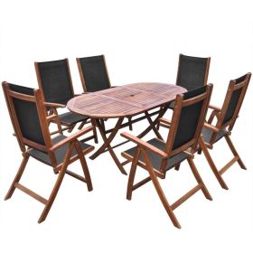 vidaXL 7 Piece Patio Dining Set Solid Acacia Wood - Brown