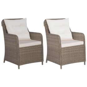 vidaXL Patio Chairs with Cushions 2 pcs Poly Rattan Brown - Brown