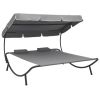 vidaXL Patio Lounge Bed with Canopy and Pillows Gray - Grey