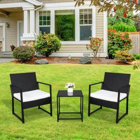 Free shipping 3 Pieces Patio Set Outdoor Wicker Patio Furniture Sets Modern Bistro Set Rattan Chair Conversation Sets with Coffee Table for Yard