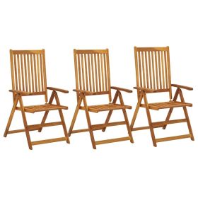 vidaXL Patio Reclining Chairs 3 pcs Solid Acacia Wood - Brown