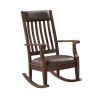 Raina Rocking Chair; Brown PU & Walnut Finish - 59937