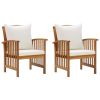 vidaXL Patio Chairs with Cushions 2 pcs Solid Acacia Wood - Brown