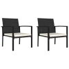 vidaXL Patio Dining Chairs 2 pcs Poly Rattan Black - Black