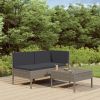 vidaXL 3 Piece Patio Lounge Set with Cushions Poly Rattan Gray - Grey