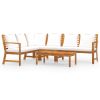 vidaXL 5 Piece Patio Lounge Set with Cushion Cream Solid Acacia Wood - Brown