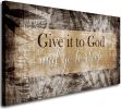 Canvas Wall Art for Bedroom - Christian Quote Sayings Wall Decor - Give it to God and go to Sleep Sign Canvas Prints;  20"X40" - 20inchesx40inches