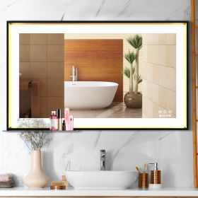 Bathroom Mirror with LED Lights Lighted Makeup Vanity Mirror Wall Mounted Large Size Rectangular Anti-Fog Memory Dimmable Touch Sensor Horizontal/Vert