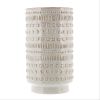 10 Inches Embossed Ceramic Vase; White; DunaWest - Default