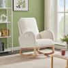 Rocking Chair Mid-Century Modern Rocking Armchair Upholstered Tall Back Accent Glider Rocker - Beige