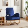 Rocking Chair Mid-Century Modern Rocking Armchair Upholstered Tall Back Accent Glider Rocker - Blue