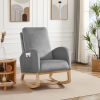 Rocking Chair Mid-Century Modern Rocking Armchair Upholstered Tall Back Accent Glider Rocker - Gray