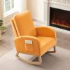 Rocking Chair Mid-Century Modern Rocking Armchair Upholstered Tall Back Accent Glider Rocker - Orange