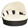 Patio Round Daybed Rattan Furniture Sets with Canopy - as show