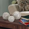 Handcrafted Decorative Orb Ball; Textured; Polyresin and Glass; Set of 3; Antique Silver; DunaWest