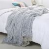 Back Printed Sherpa Throw With Tassels-Blue-50&rdquo;*60&rdquo; (2 Pack Set Of 2) - as Pic