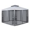 10' x 10' Patio Gazebo with Mosquito Net and Corner Shelves; Light Gray - as pic