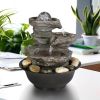 9.84inches Cascading Resin-Rock Falls Tabletop Water Fountain with LED Lights&Ball, Indoor Oudoor Decorative Tabletop Fountain - 9.84inches