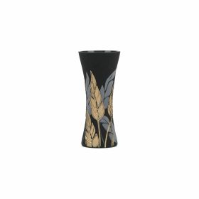 Handpainted Glass Vase for Flowers | Art Glass Vase | Home Room Decor | Table vase 12 in - Black - 300