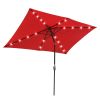 outdoor furniture 10x6.5ft Aluminum Patio Umbrella w/ 20 LEDs Red   - LA01