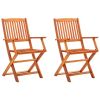 vidaXL Folding Patio Chairs 2 pcs Solid Eucalyptus Wood - Brown