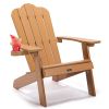 TALE Adirondack Chair Backyard Outdoor Furniture Painted Seating with Cup Holder All-Weather and Fade-Resistant Plastic Wood - Brown