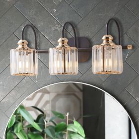 3 Head Vintage Bath Vanity Light Wall Bathroom Over Mirror Modern Glass Shade Light Fixtures (3 Lights-Exclude Bulb) - as picture