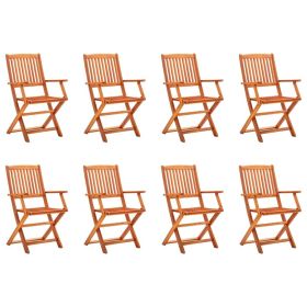 vidaXL Folding Patio Chairs 8 pcs Solid Eucalyptus Wood - Brown