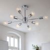 8-Light 61cm Sputnik Semi Flush Mount Ceiling Light Fixture - Chrome