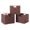 Tessa 3-Pc Woven Rope Basket Set, Foldable, Walnut