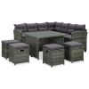 vidaXL 6 Piece Patio Lounge Set with Cushions Poly Rattan Gray - Grey