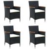 vidaXL Patio Dining Chairs 4 pcs Poly Rattan Black - Black