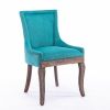 Furniture; Ultra Side Dining Chair;  Thickened fabric chairs with neutrally toned solid wood legs;  Bronze nail head;  Set of 2 - Blue