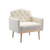 Accent Chair ,leisure single sofa with Rose Golden feet - White Teddy