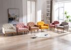 Accent Chair ,leisure single sofa with Rose Golden feet - White Teddy