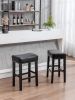 Counter Height 26" Bar Stools for Kitchen Counter Backless Faux Leather Stools Farmhouse Island Chairs (26 Inch;  Black;  Set of 2)