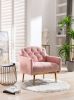 Accent Chair ,leisure single sofa with Rose Golden feet - Pink Teddy