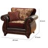 48 Inch Modern Accent Chair; Jacquard; Vegan Faux Leather; Burgundy; Brown - as Pic